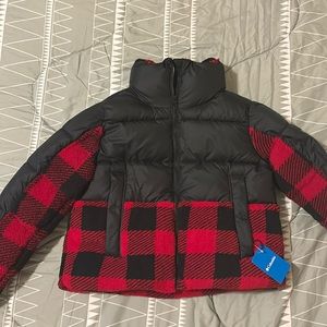 Columbia Large Red Print Women’s Winter Red Puffer Coat